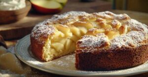 Ingrediënten voor Zweedse appelcake uitgestald op aanrecht
