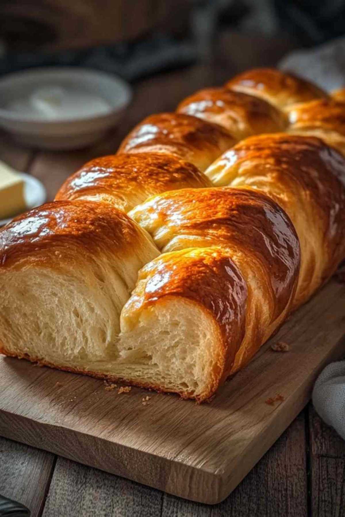 Gesneden Italiaans Paasbrood met boter
