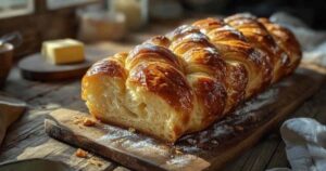 Gevlochten Italiaans Paasbrood met glanzende afwerking