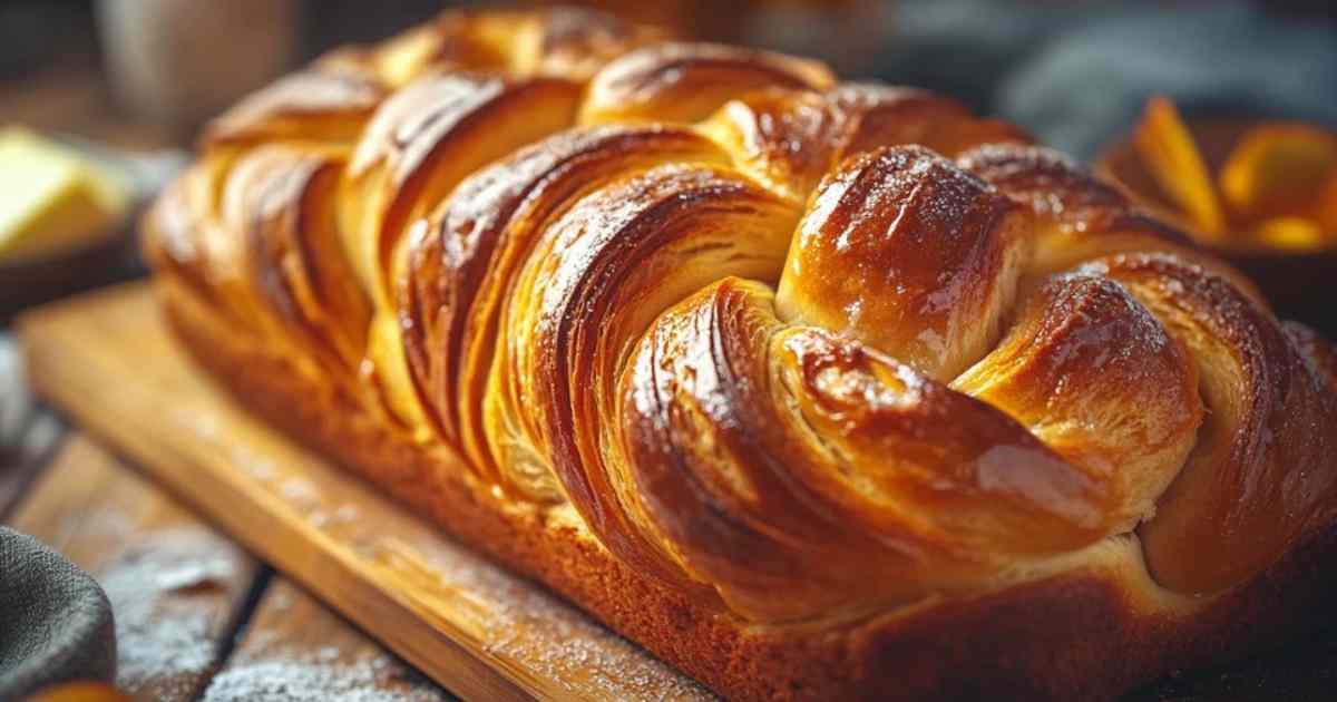 Gevlochten Italiaans Paasbrood met glanzende afwerking