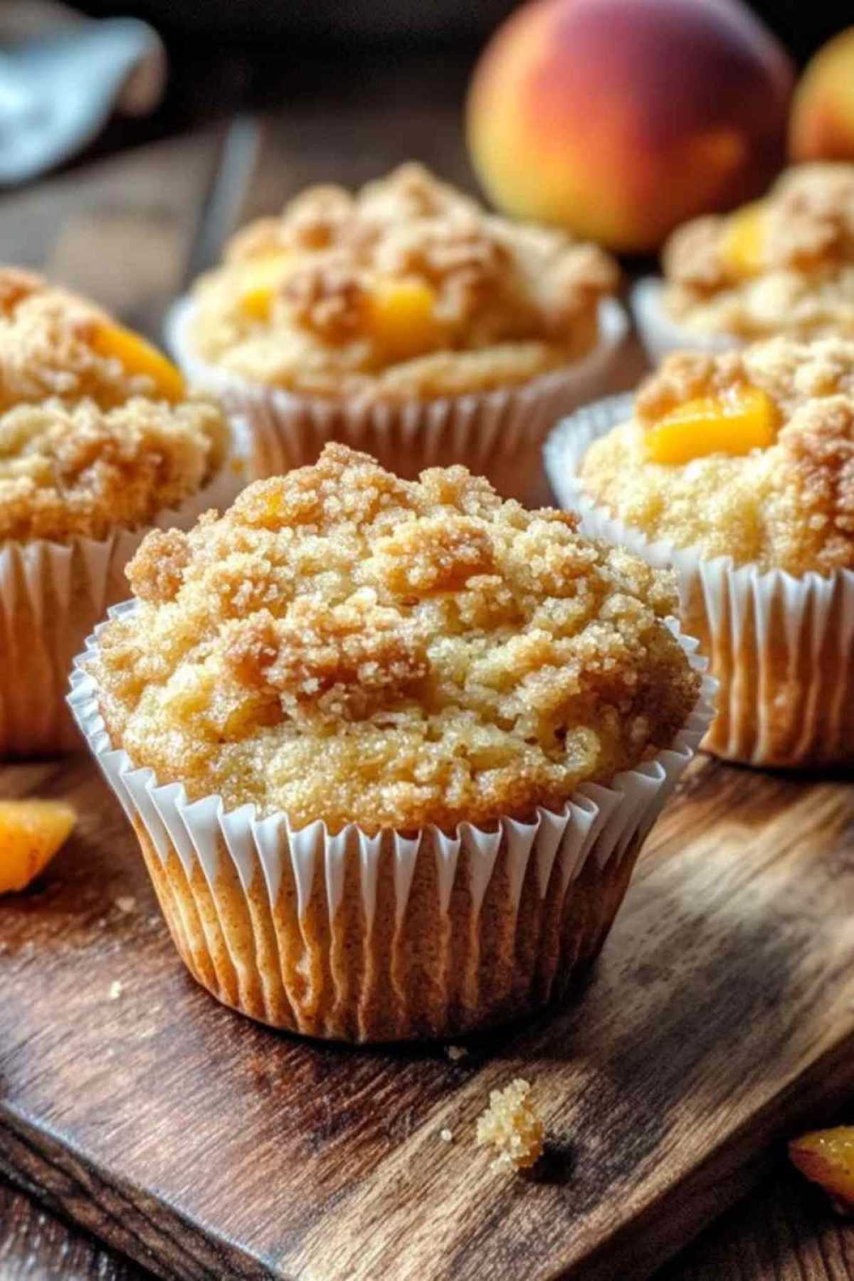 Verse perzik crumble muffins met knapperige topping