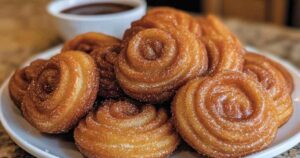 Verse churro-boullen bestrooid met kaneel en suiker