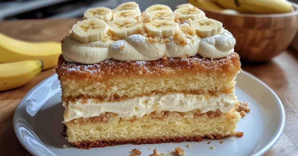 Het bereidingsproces van bananen pudding cake met verse ingrediënten