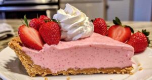 Aardbeien-crème taart met verse aardbeien en slagroom