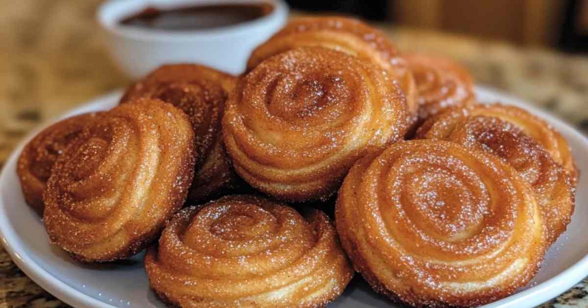 Churro-boullen frituren in hete olie
