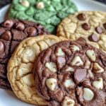 Vier smaakvarianten van Levain cookies naast elkaar