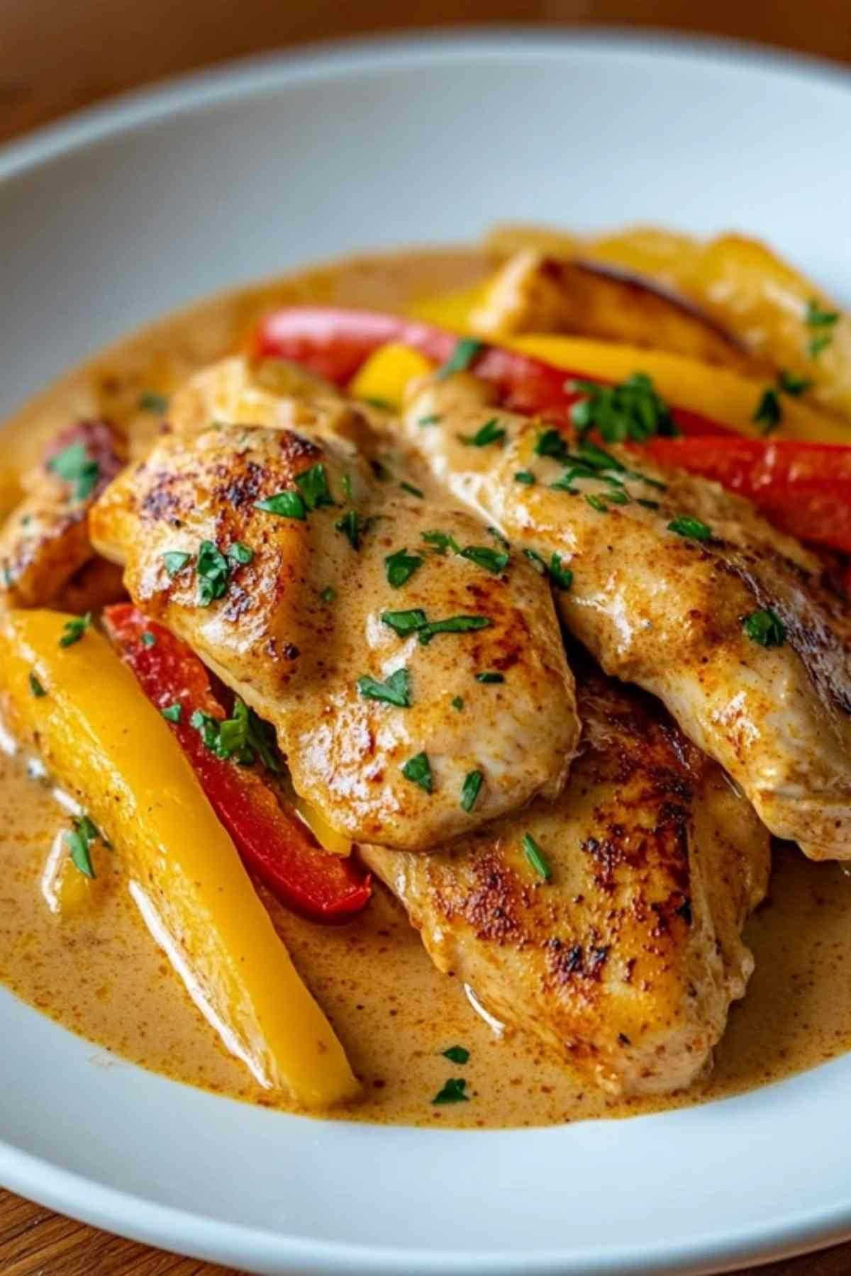Stappen voor het bereiden van romige paprika kip