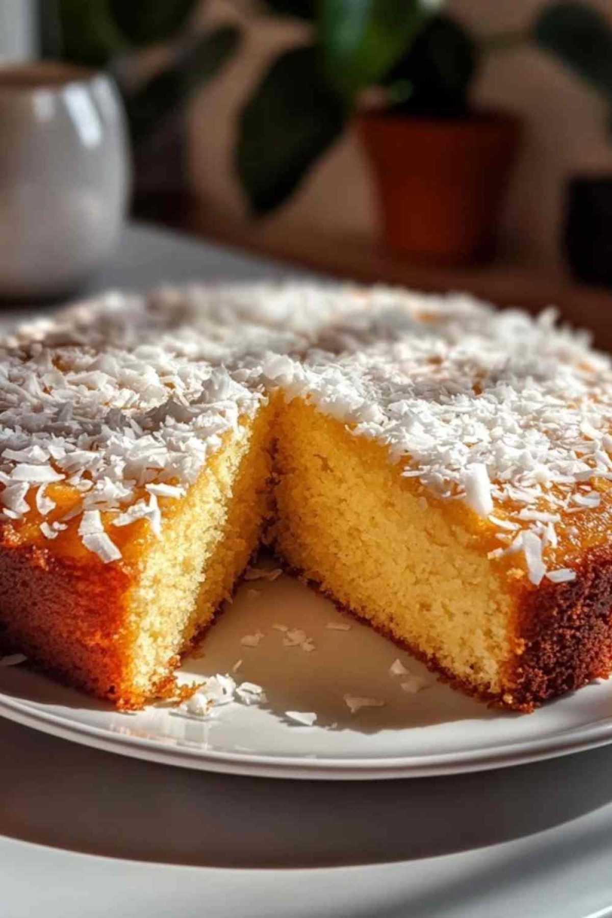Kokosgebak met siroop overgieten