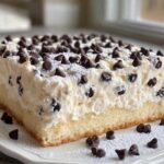 Zelfgemaakte poke cake cannoli met romige ricotta-vulling en chocoladestukjes