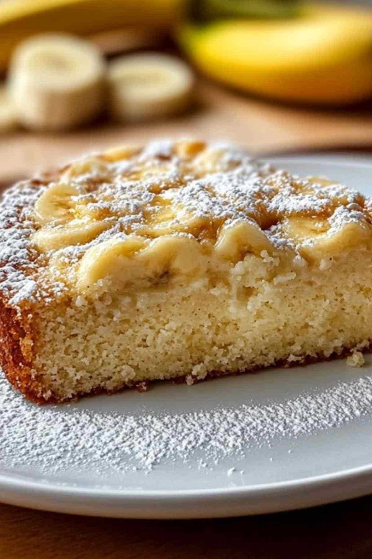 Vers gebakken bananencake op een serveerbord