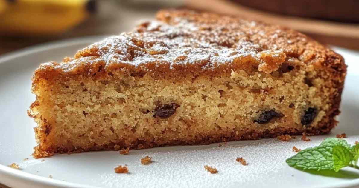 Plak glutenvrije bananencake met rozijnen