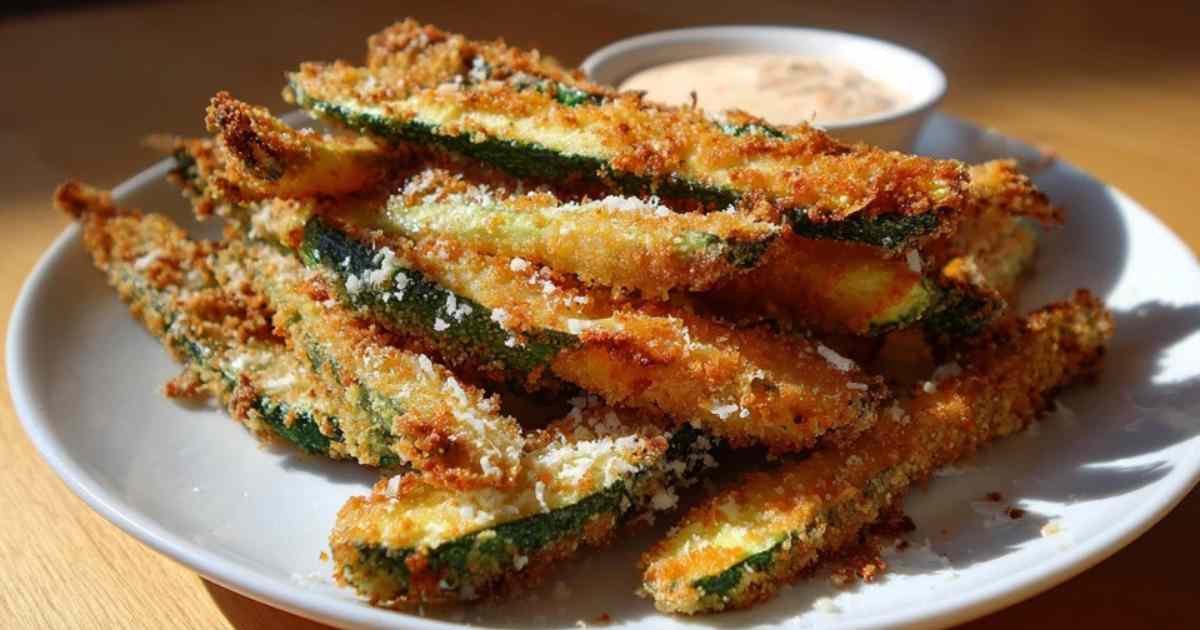 Proces van het paneren van courgettestaafjes voor de airfryer