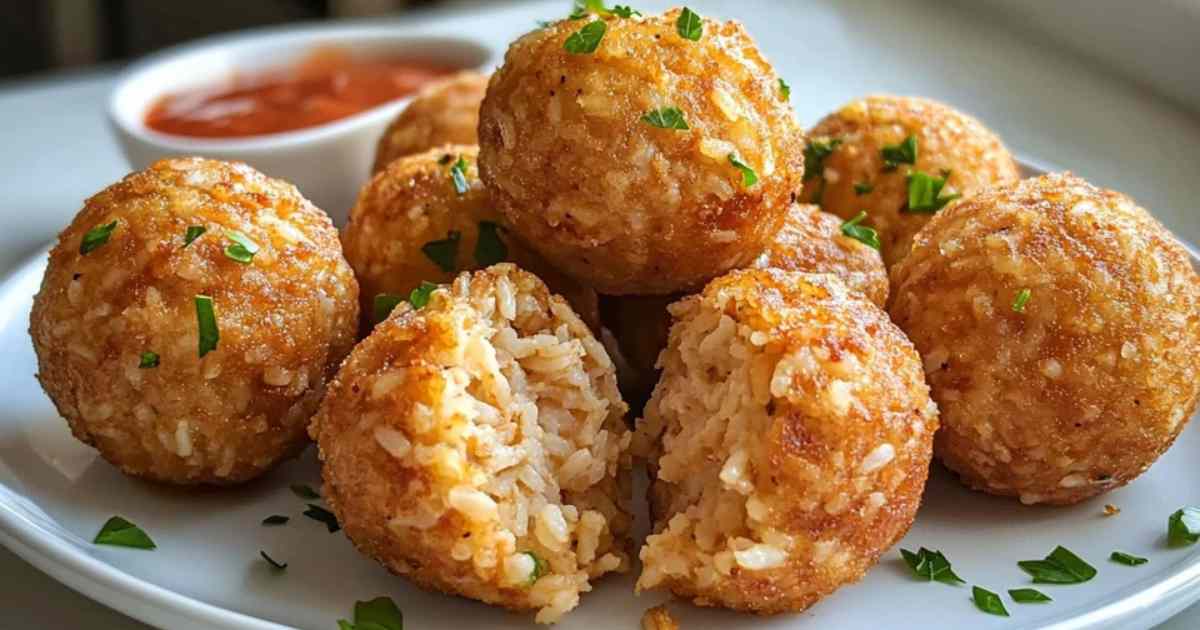 Rijstballetjes met tonijn geserveerd met dipsaus