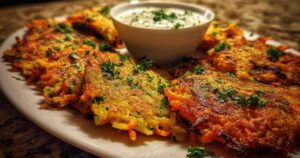 Ingrediënten voor aardappel-kaaskroketten, waaronder aardappelen, geraspte kaas, eieren en verse kruiden.