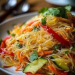 Zelfgemaakte romige pindadressing voor een Aziatische salade in een klein kommetje.
