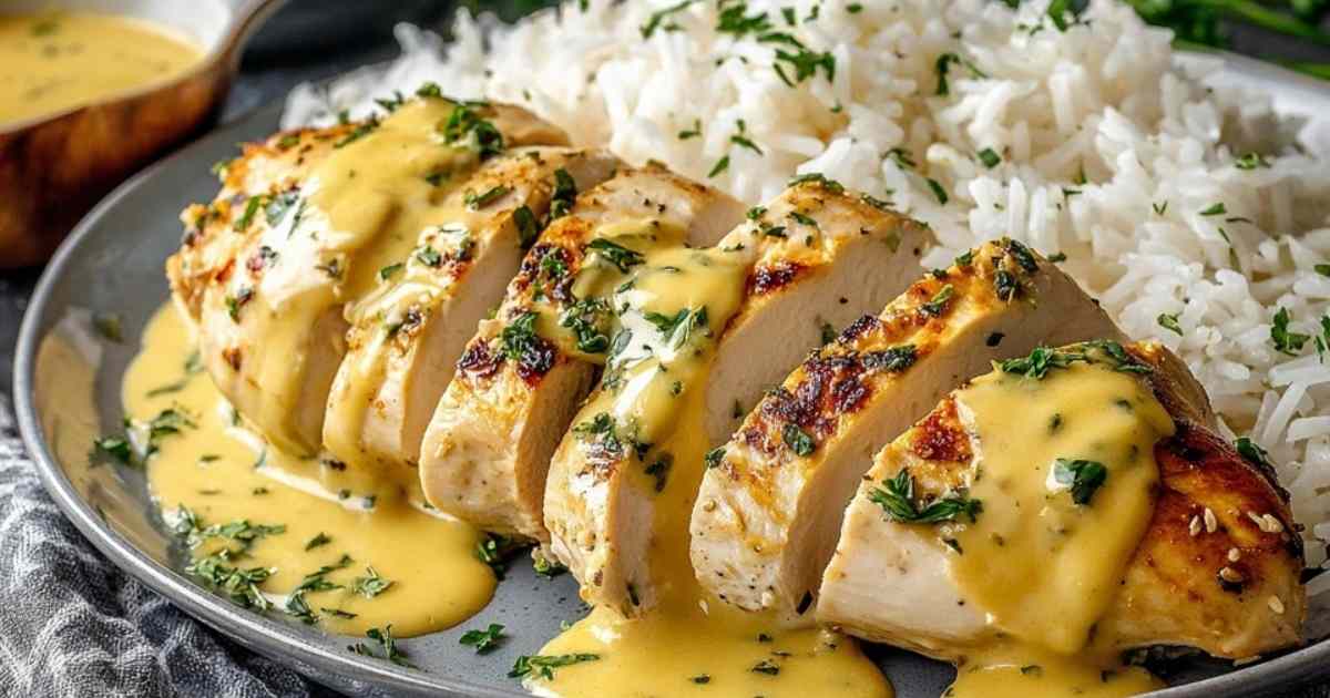 Honig Senf Hähnchen mit Reis