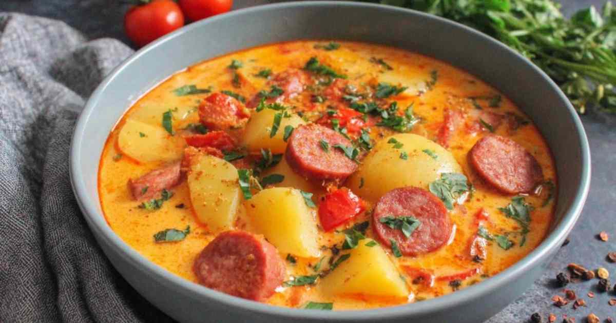 Kartoffeln und Zwiebeln werden in Topf angedünstet für Kartoffelgulasch