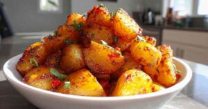 Alle Zutaten für Honig Chili Kartoffeln arrangiert