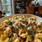 Bereiding van romige tortellini pan met gehakt