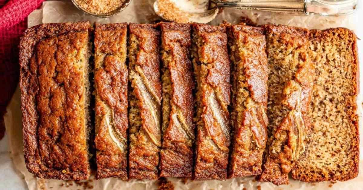 Bananenbrot Zutaten arrangiert auf Küchenarbeitsplatte