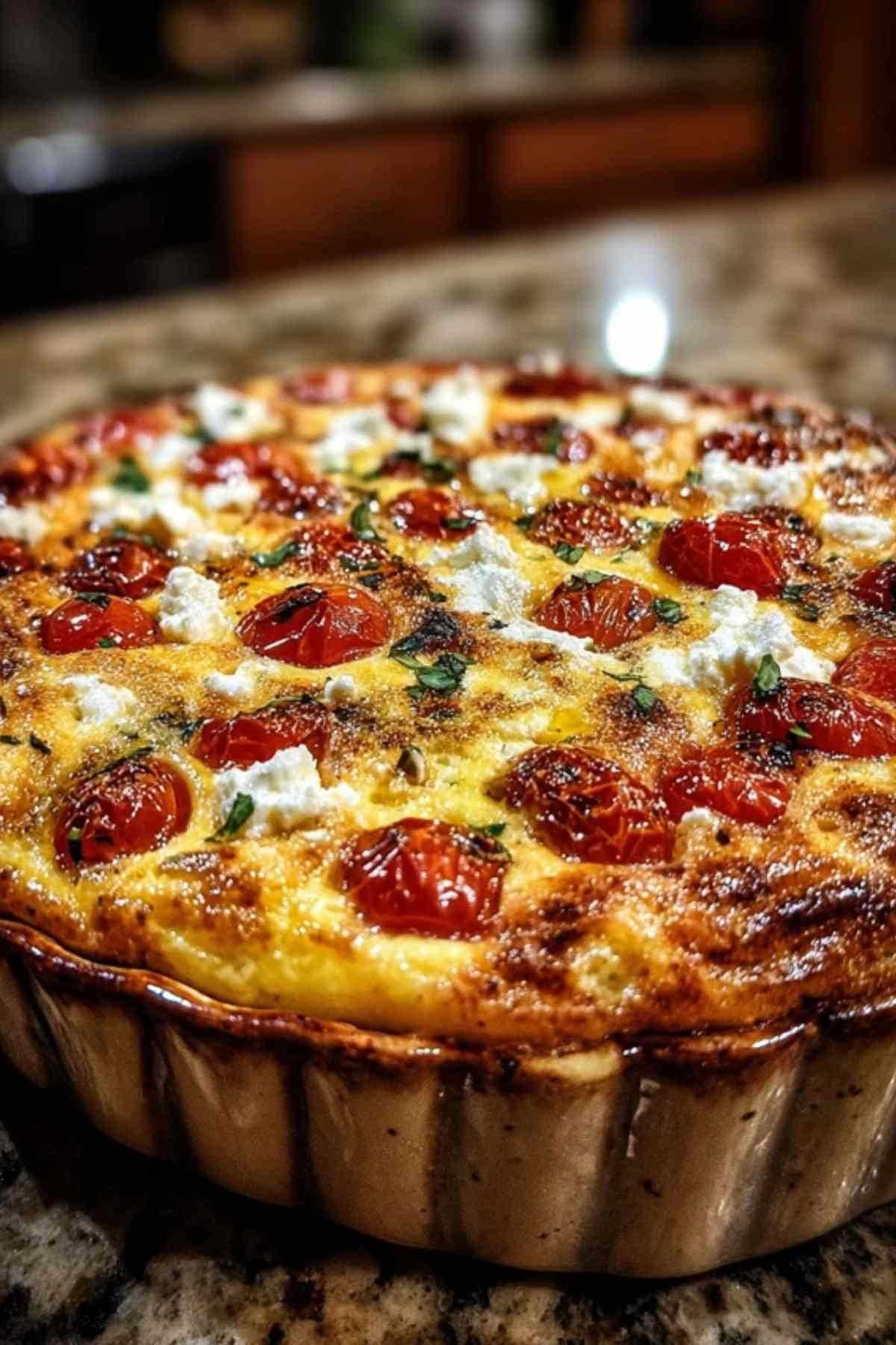 hartige clafoutis met kerstomaten en feta
