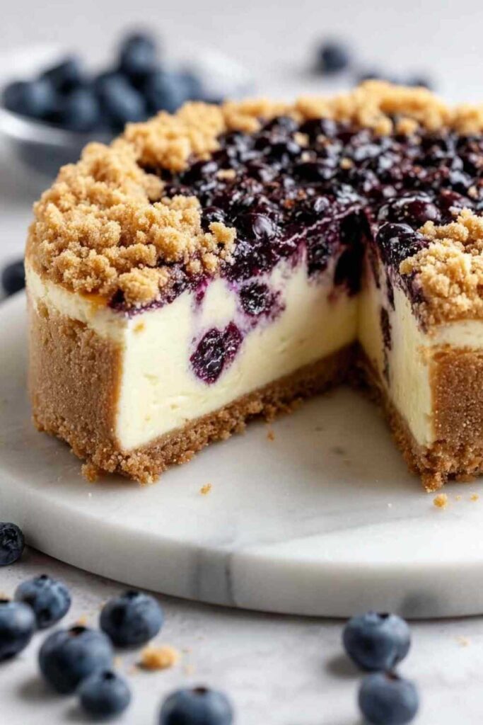 Blaubeer Crumble Käsekuchen