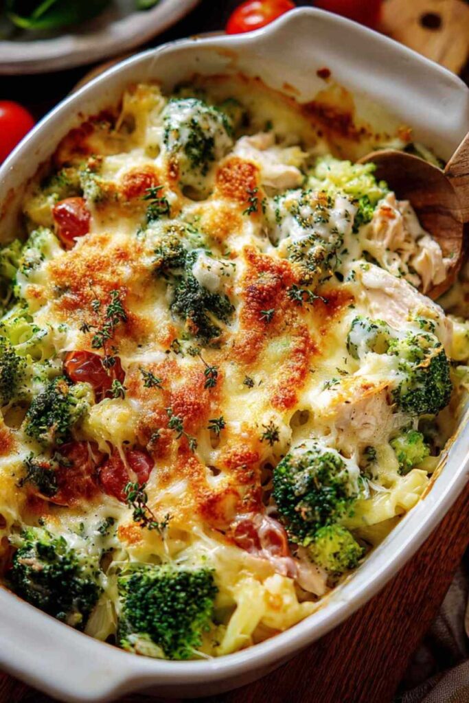 Brokkoli Hähnchen Auflauf mit Frischkäse