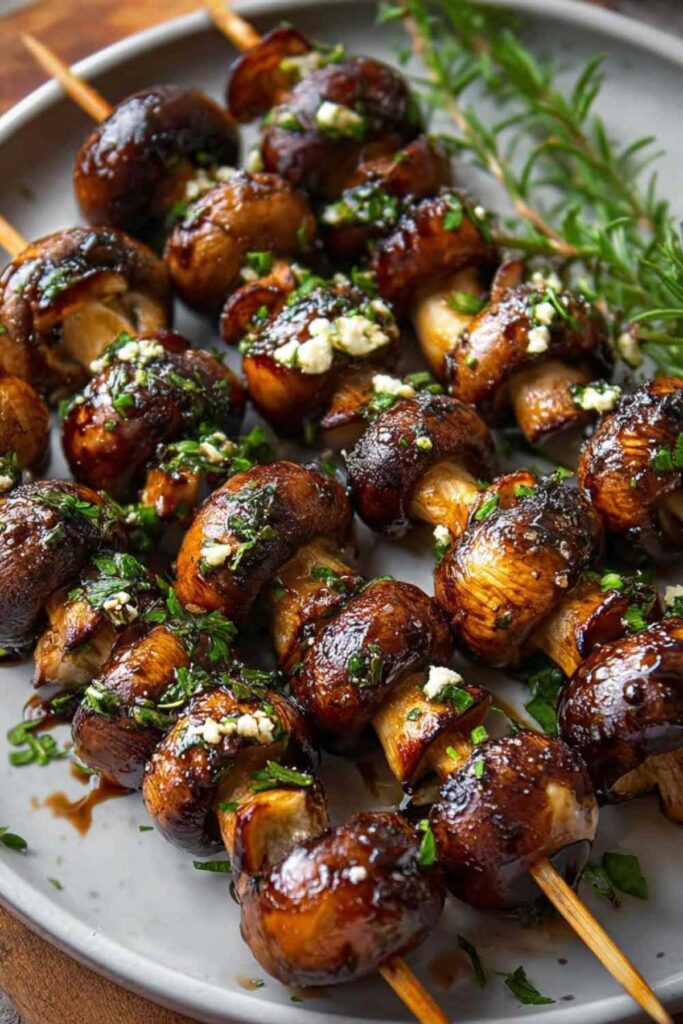 Gegrillte Champignon-Spieße