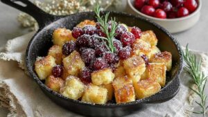 Goldbrauner Kaiserschmarrn in Airfryer Backform direkt nach dem Backen