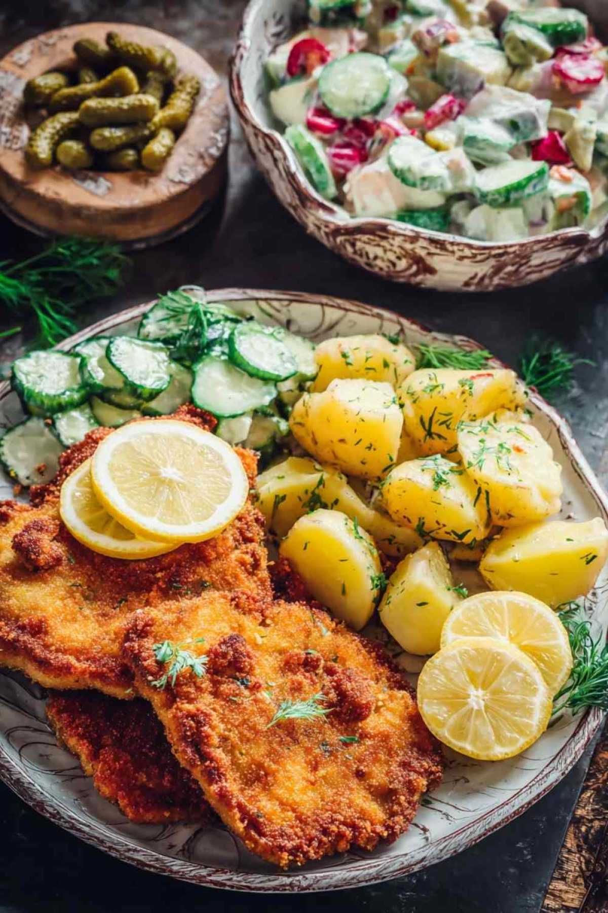 Vegane Linsenschnitzel aus roten Linsen goldbraun gebraten mit Petersilie garniert