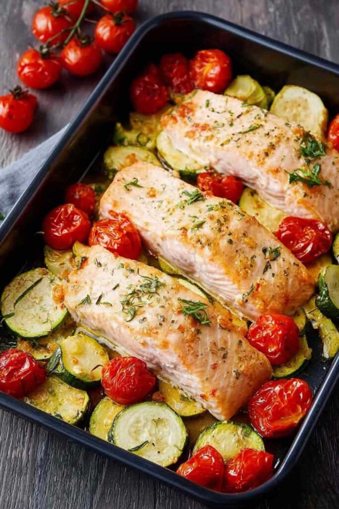 Ofenlachs mit Tomaten und Zucchini 3 Ofenlachs mit Tomaten und Zucchini