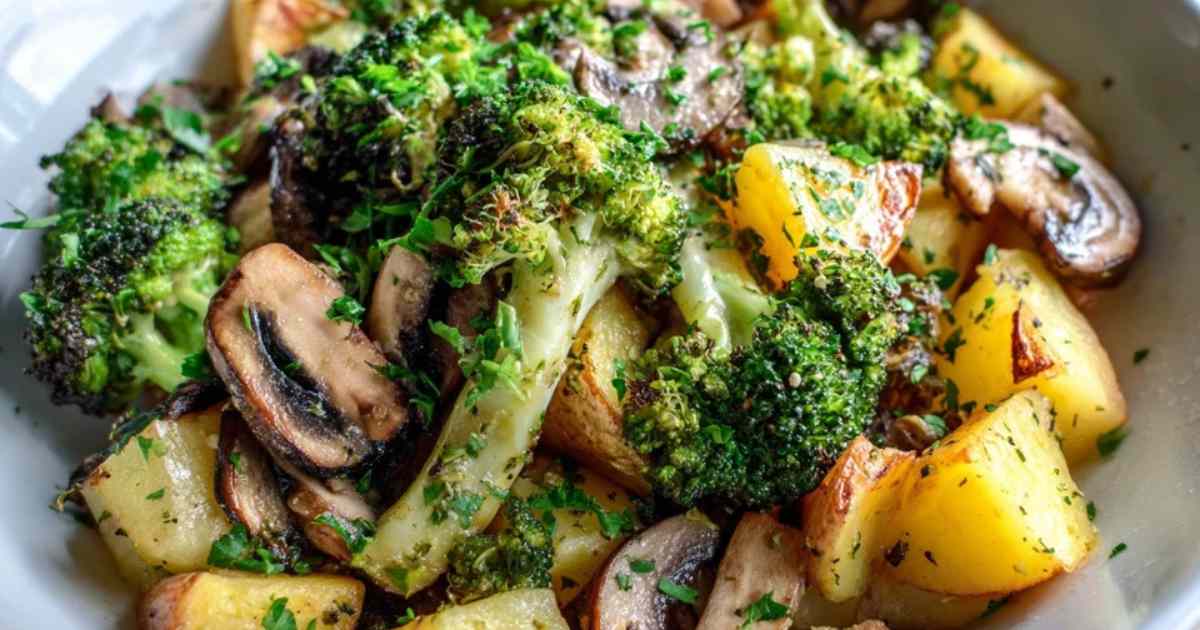 Geschnittene Zutaten für Brokkoli Champignon Pfanne