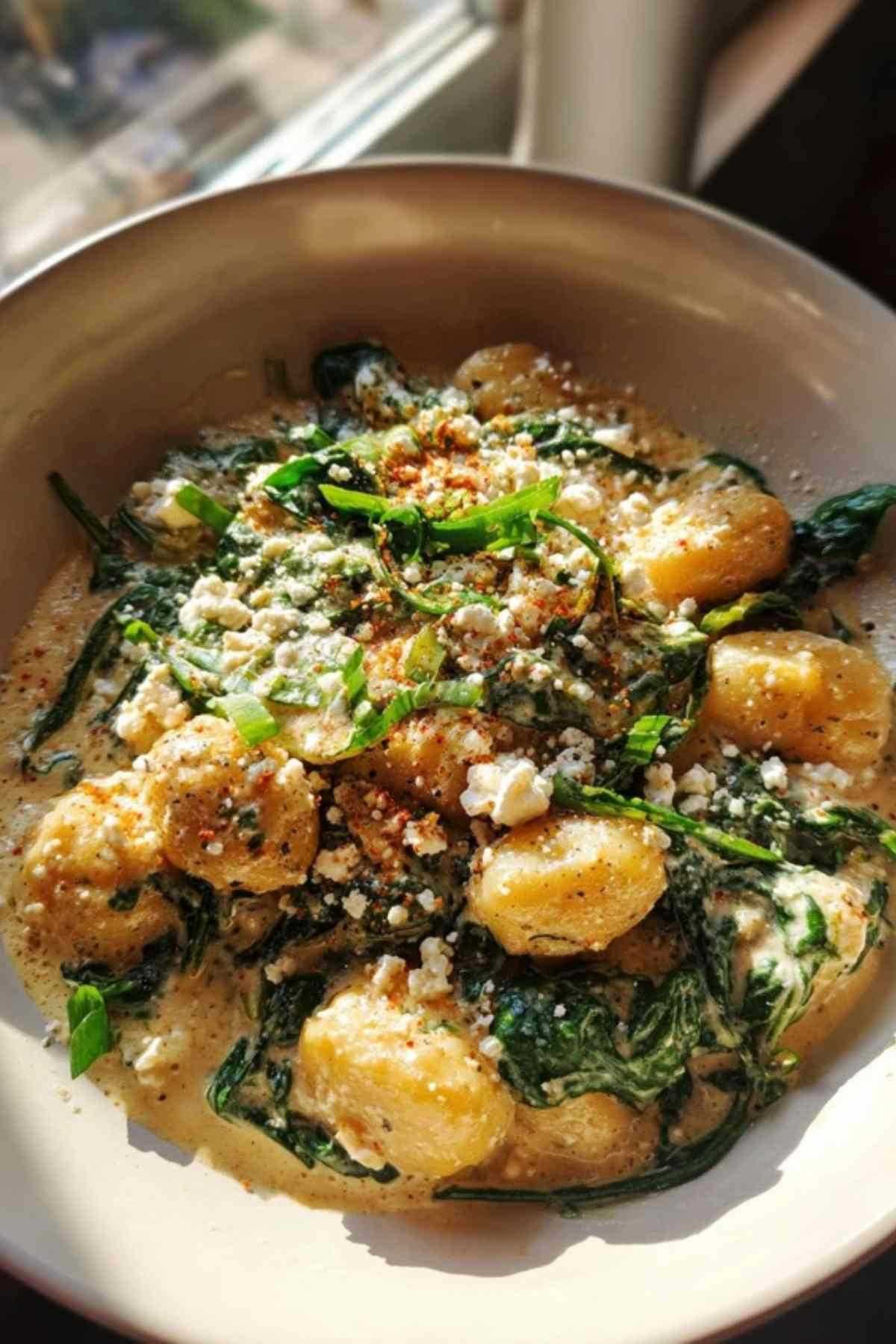 cremigen Spinat-Gnocchi mit Feta