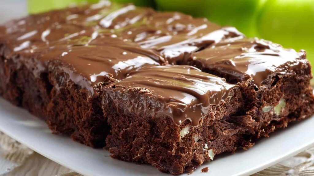 Himmel im Mund Kuchen mit glänzender Schokoladenglasur auf weißem Teller servierfertig