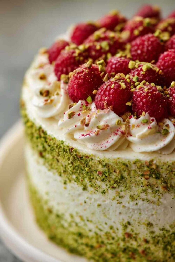 Pistazien-Himbeer-Torte mit Mascarpone-Creme