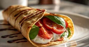 Zutaten für vegetarischen Tomaten Mozzarella Wrap