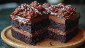 Bester Schokoladenkuchen frisch aus dem Ofen auf Drahtgitter zum Abkühlen