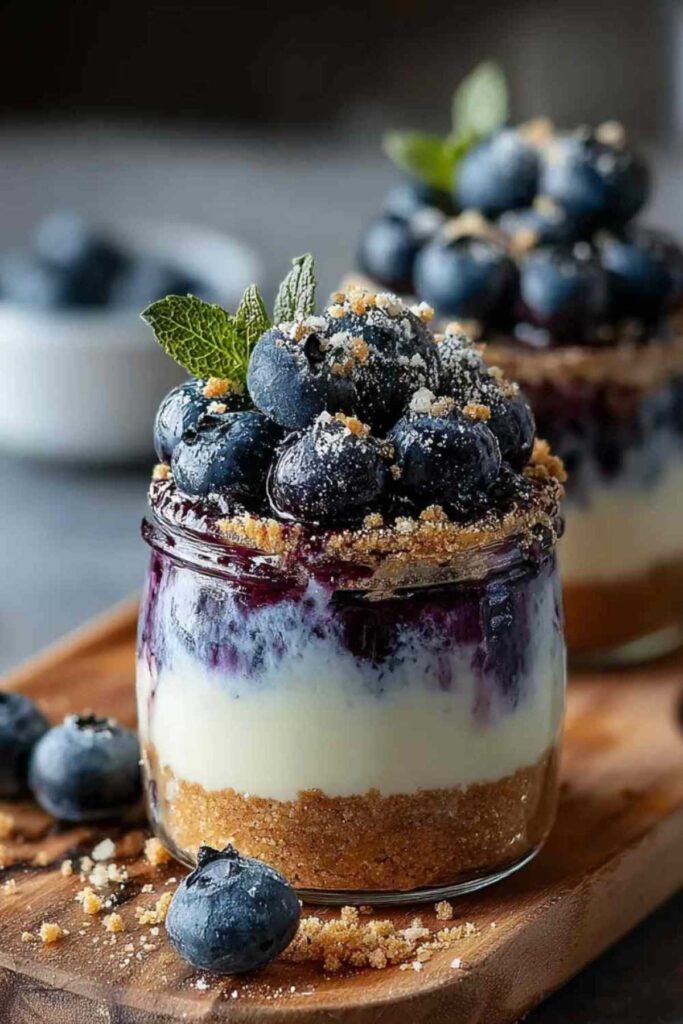 Blaubeer No-Bake Cheesecake Becher
