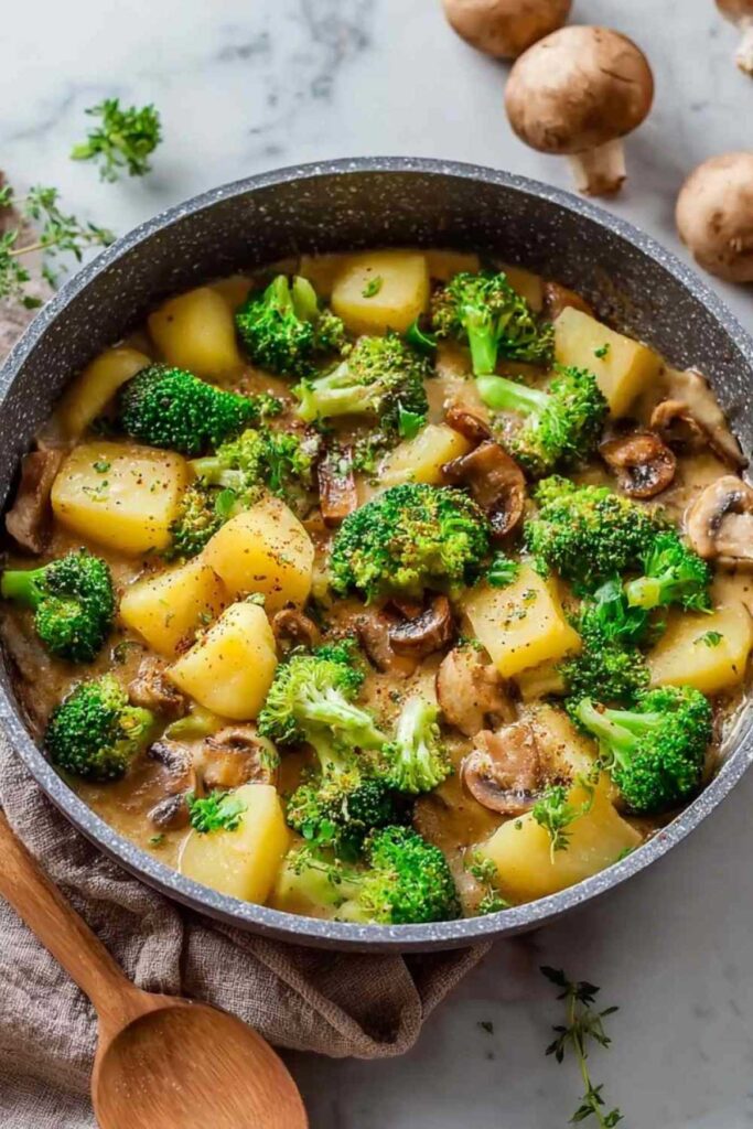 Brokkoli-Kartoffel-Pfanne mit Pilzen