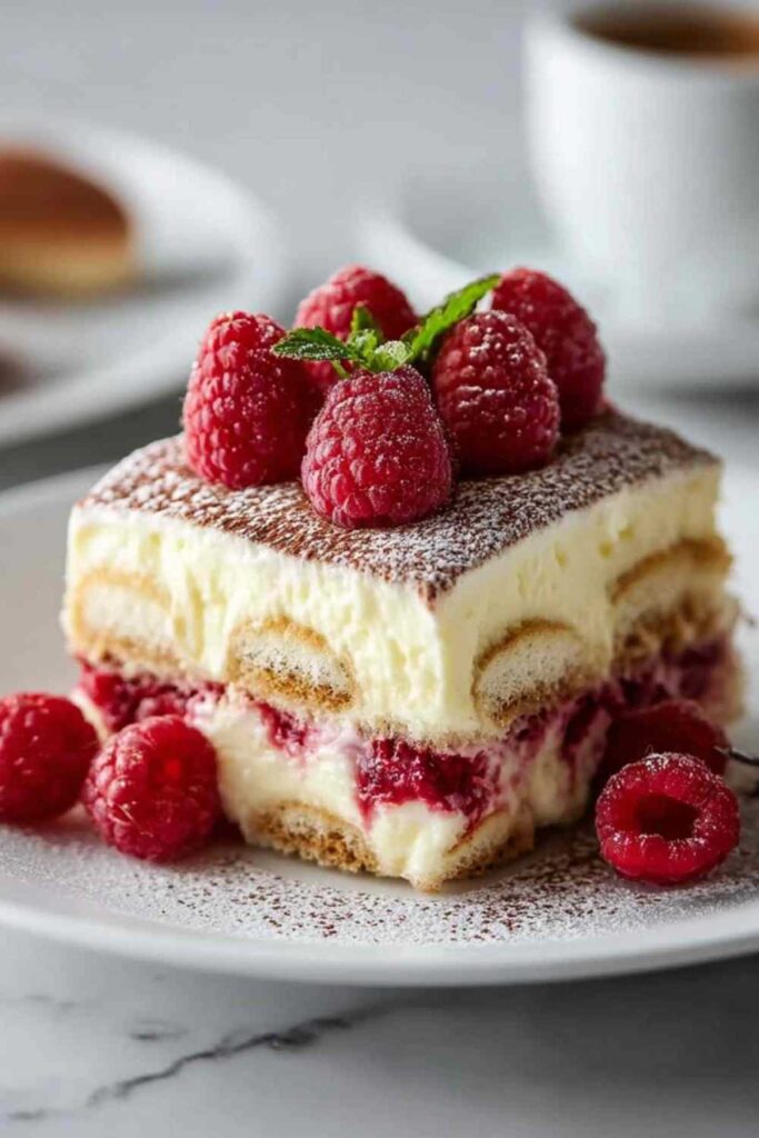 Weiße Schokoladen Himbeer Tiramisu
