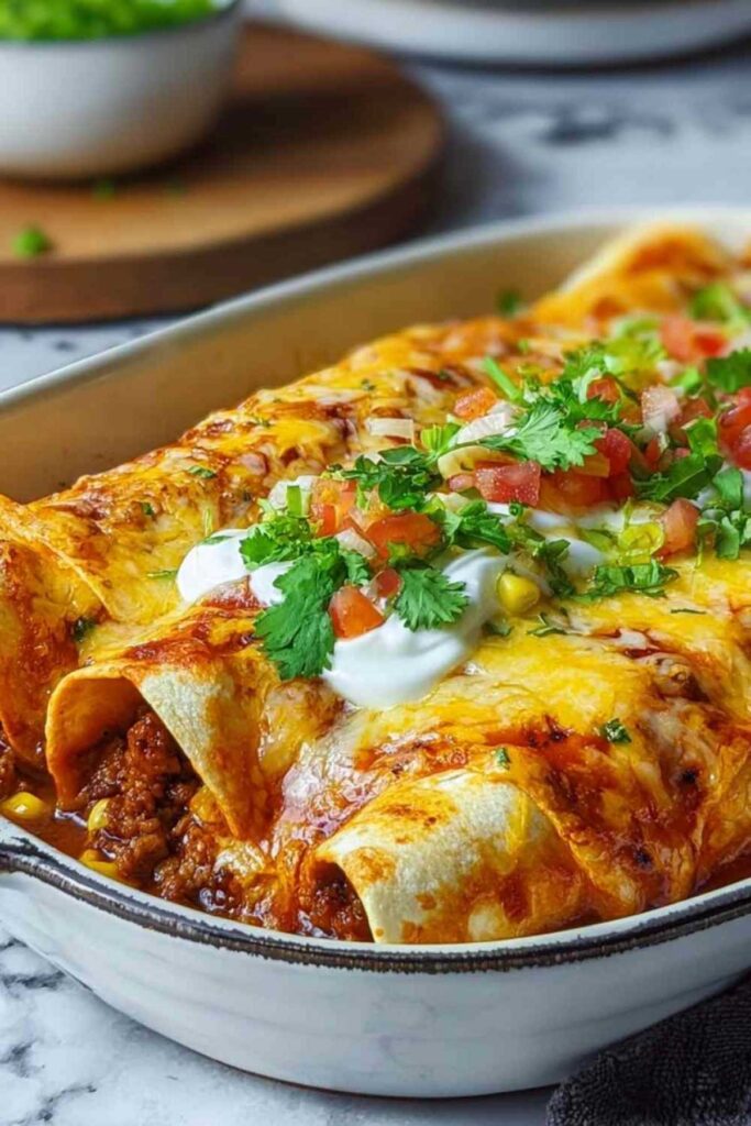 Gebackene Enchiladas mit Hackfleisch