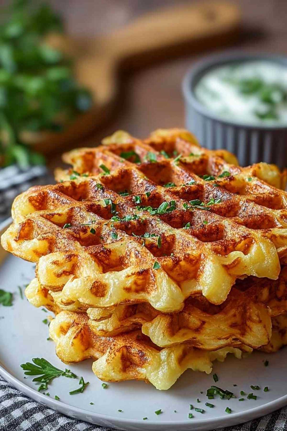 Knusprige Kartoffelwaffeln einfach zubereitet auf Drahtgitter zeigen goldbraune Oberfläche