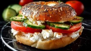 Heißer Schafskäse im Fladenbrot aufgeschnitten zeigt geschmolzenen Käse und frische Zutaten