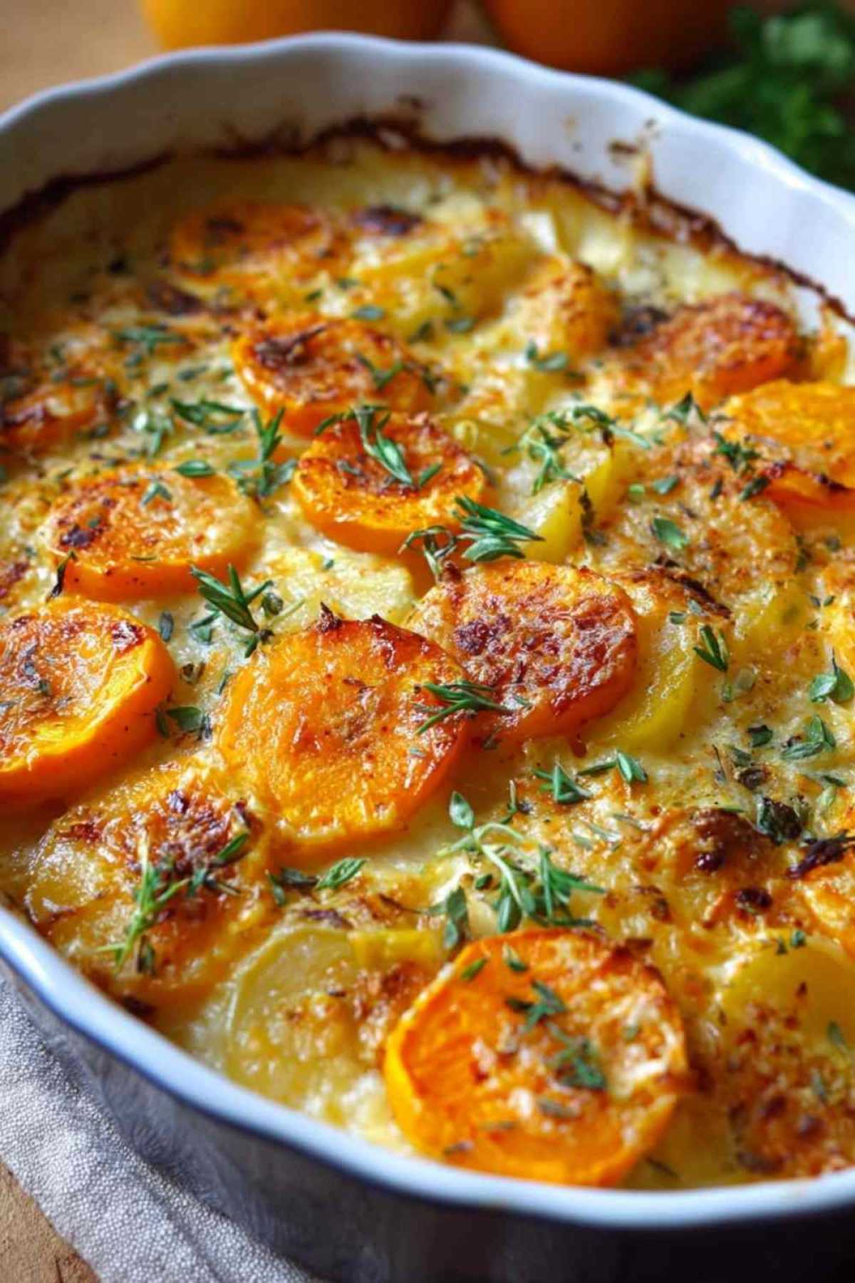 Cremiger Kürbis-Kartoffel-Auflauf