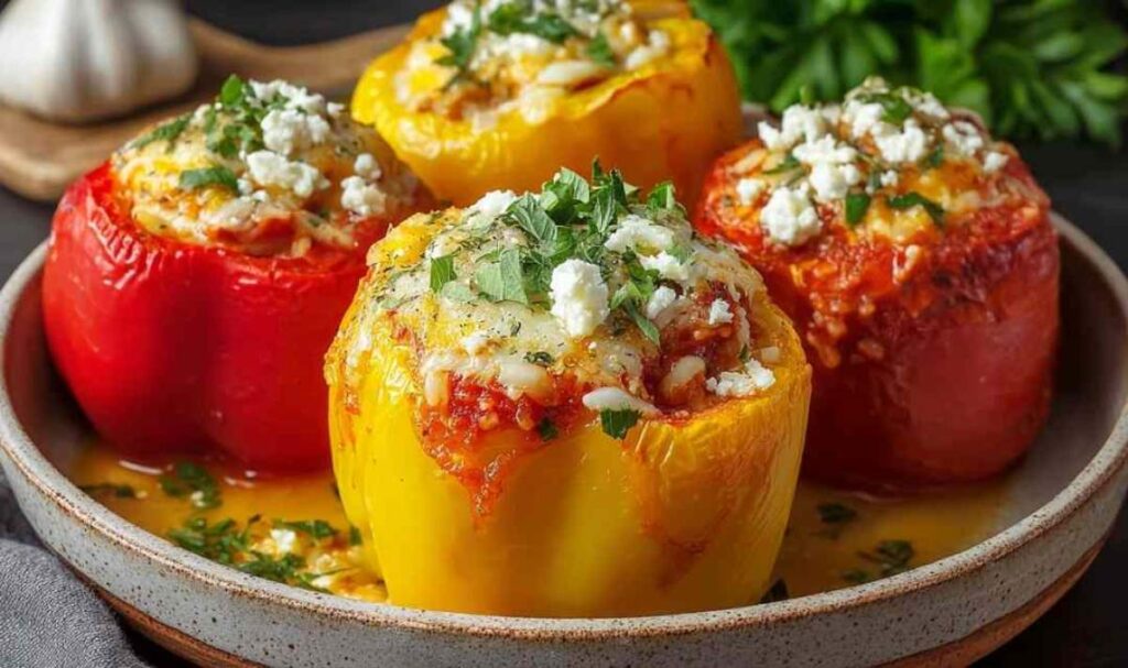 Gefüllte Paprika mit Reis und Feta – Mediterranes Ofengericht