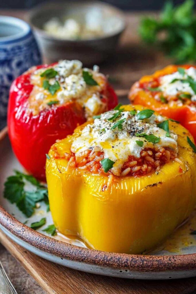 Gefüllte Paprika mit Reis und Feta – Mediterranes Ofengericht