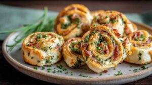 Herzhafte Blätterteigschnecken mit Speck und Käse – Schnelles Rezept