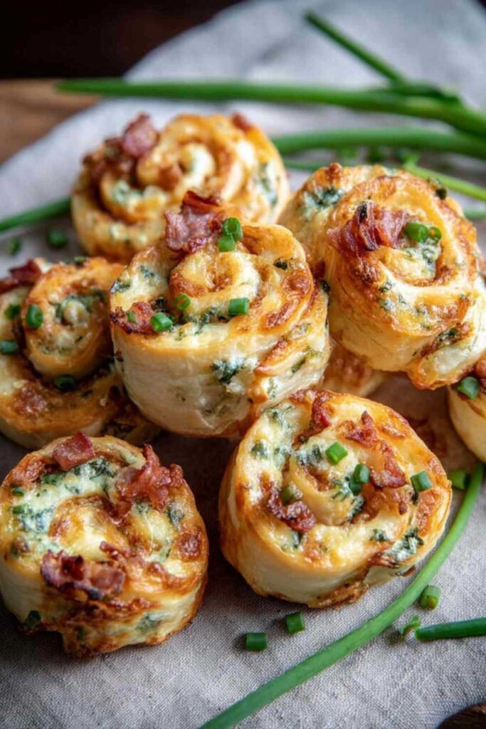 Herzhafte Blätterteigschnecken mit Speck und Käse