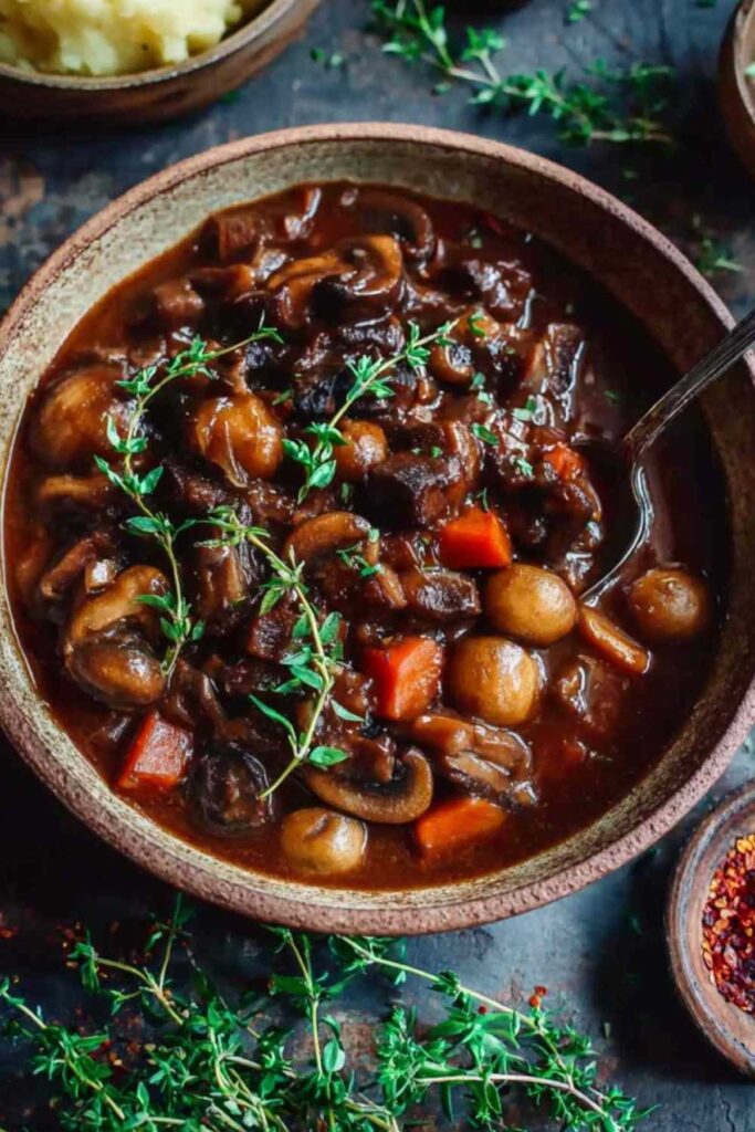 Herzhaftes Pilz-Gulasch Bourguignon