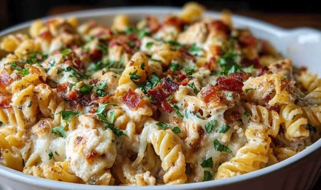Cremiger Hähnchen-Bacon-Ranch-Nudelauflauf